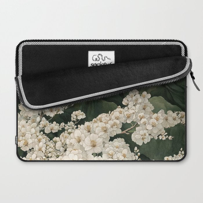 Japanese Floral Wall Art Mountain Poster Sage Green Wabi Sabi japandi  botanical Flower Painting Laptop Sleeve Gallery Image 2