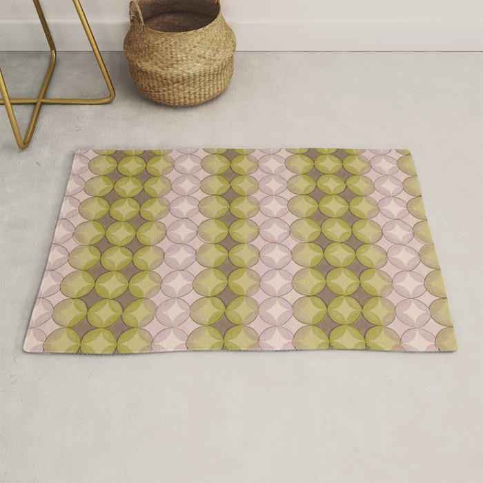 Nuanced echoing circles tell a story in a painterly way with soft muted hues Rug Gallery Image 1