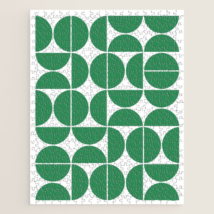 Mid Century Modern Geometric 04 Green Jigsaw Puzzle Gallery Image 1