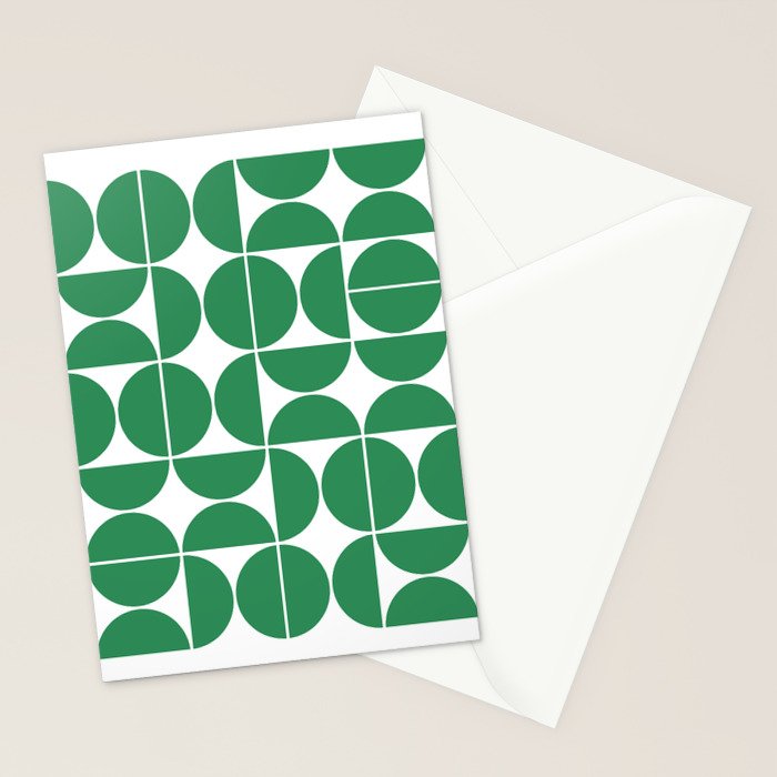 Mid Century Modern Geometric 04 Green Stationery Card Gallery Image 2