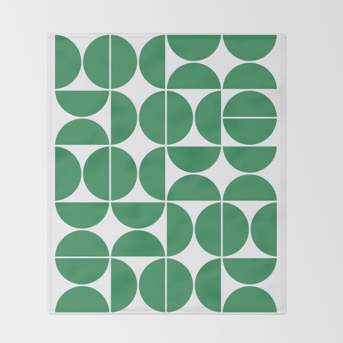 Mid Century Modern Geometric 04 Green Throw Blanket Gallery Image 2