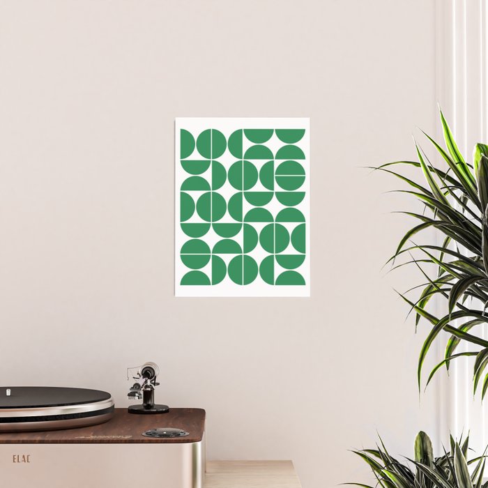 Mid Century Modern Geometric 04 Green Poster Gallery Image 2