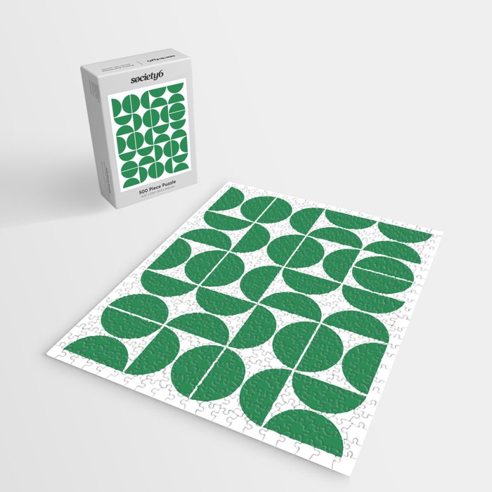 Mid Century Modern Geometric 04 Green Jigsaw Puzzle Gallery Image 2