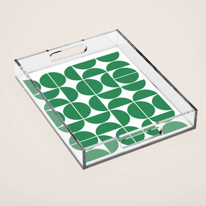 Mid Century Modern Geometric 04 Green Acrylic Tray Gallery Image 1