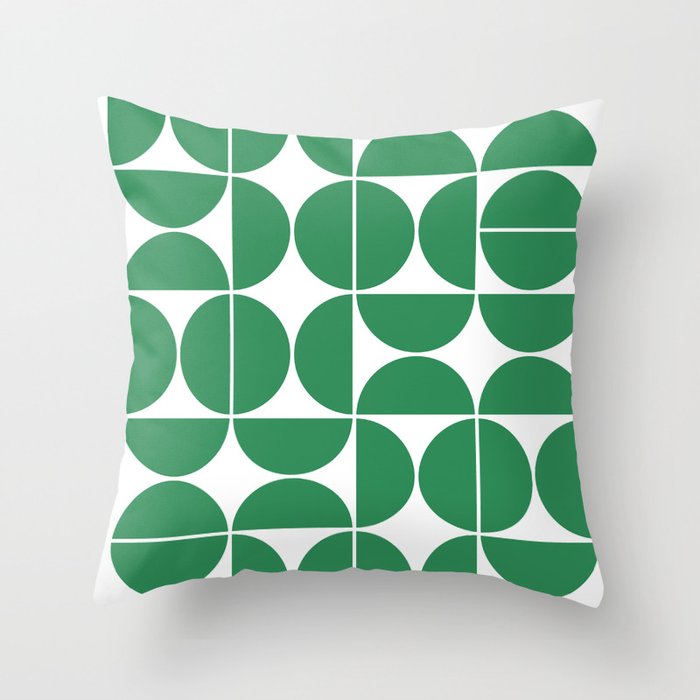 Mid Century Modern Geometric 04 Green Throw Pillow Gallery Image 6
