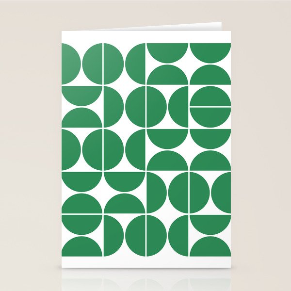Mid Century Modern Geometric 04 Green Stationery Card Gallery Image 2
