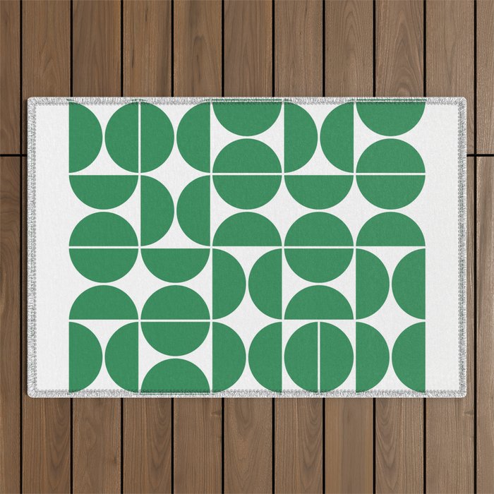 Mid Century Modern Geometric 04 Green Outdoor Rug Gallery Image 1