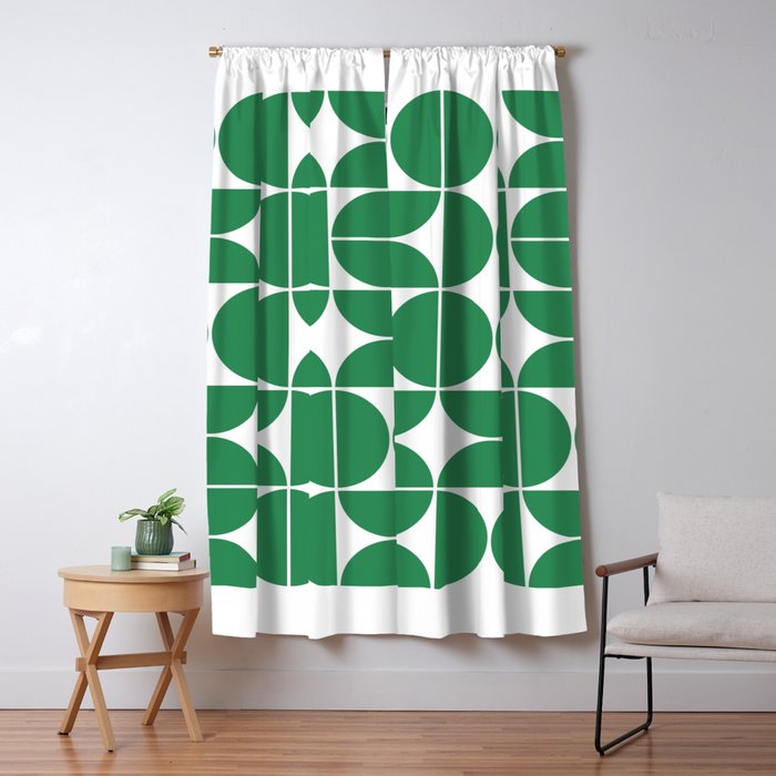 Mid Century Modern Geometric 04 Green Window Curtain Gallery Image 5
