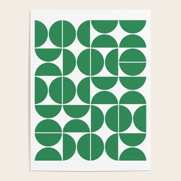 Mid Century Modern Geometric 04 Green Poster Gallery Image 1