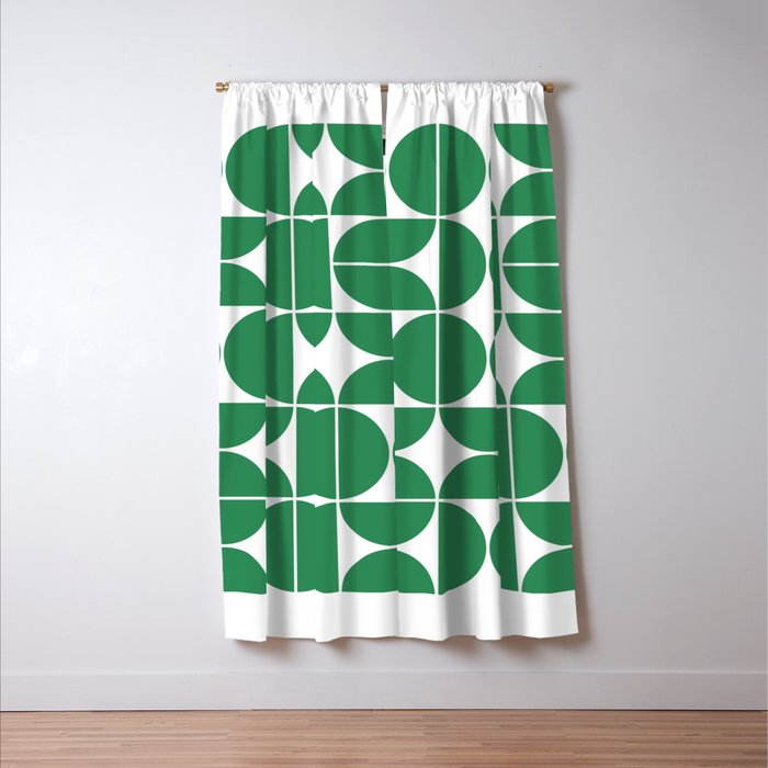 Mid Century Modern Geometric 04 Green Window Curtain Gallery Image 3