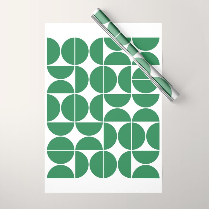 Mid Century Modern Geometric 04 Green Wrapping Paper Gallery Image 1