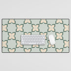 Flower check blue green Desk Mat Gallery Image 1