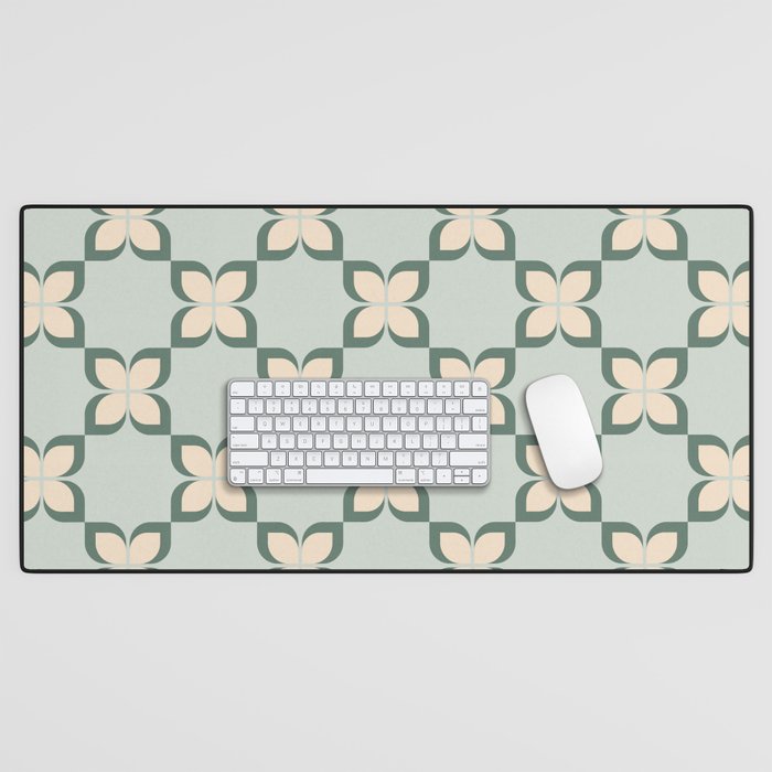 Flower check blue green Desk Mat Gallery Image 1