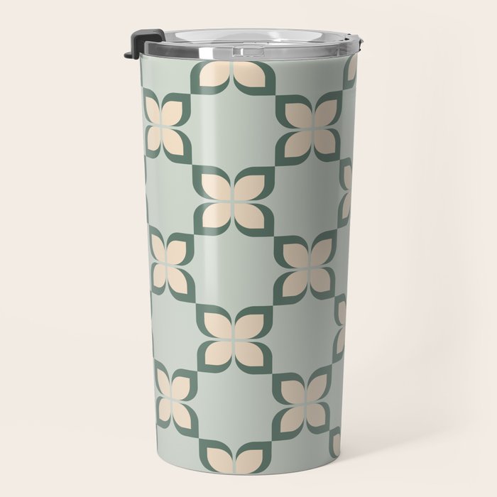 Flower check blue green Travel Mug Gallery Image 3