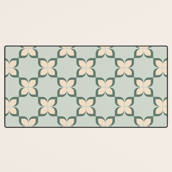 Flower check blue green Desk Mat Gallery Image 3