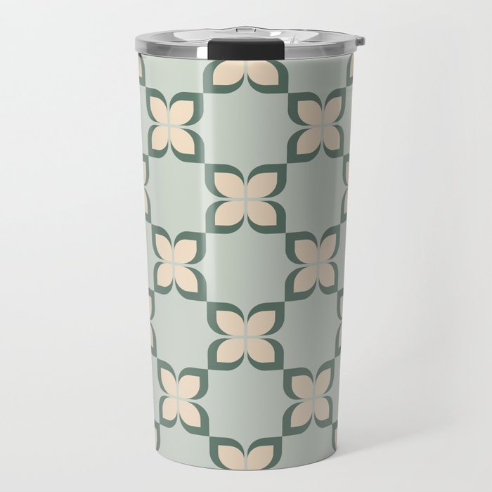 Flower check blue green Travel Mug Gallery Image 1