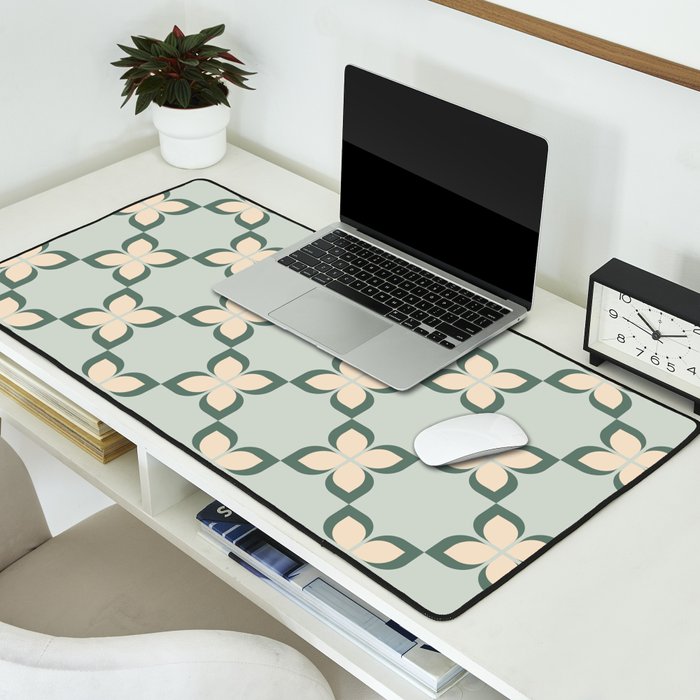 Flower check blue green Desk Mat Gallery Image 2