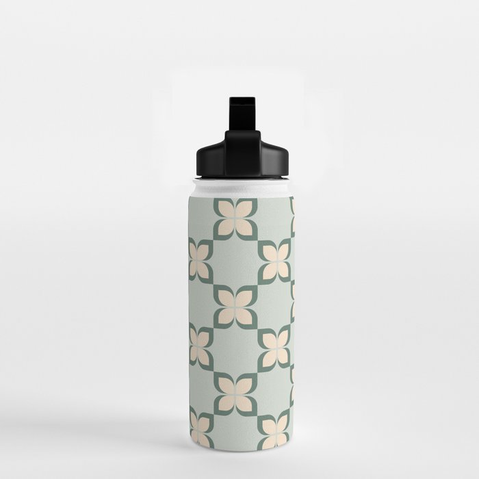 Flower check blue green Water Bottle Gallery Image 2