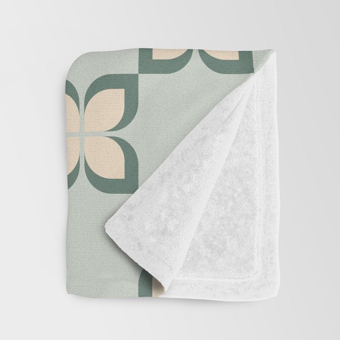 Flower check blue green Throw Blanket Gallery Image 3