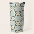 Flower check blue green Travel Mug Gallery Image 2