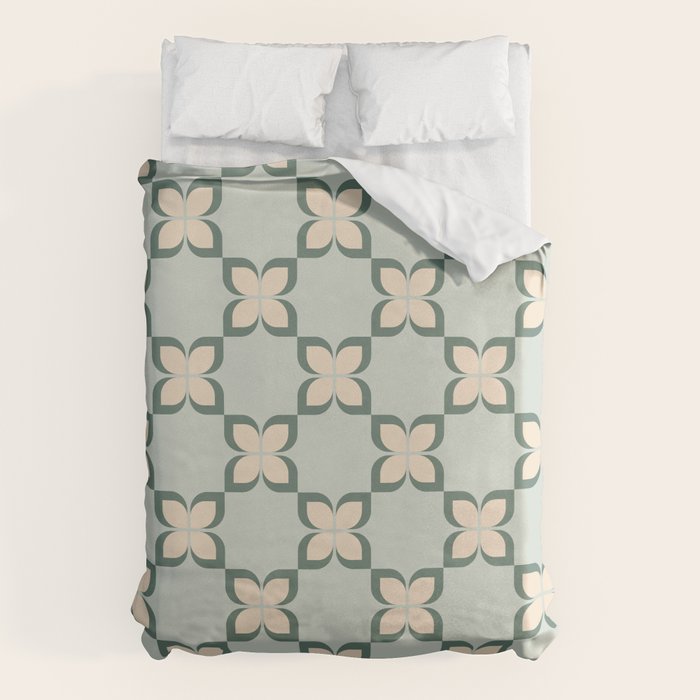 Flower check blue green Duvet Cover Gallery Image 6