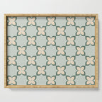 Flower check blue green Serving Tray Gallery Image 1
