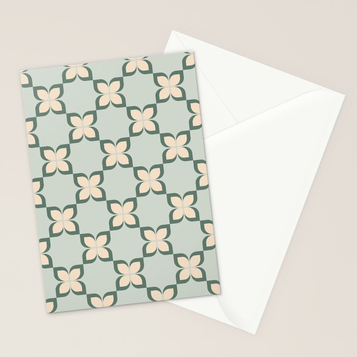 Flower check blue green Stationery Card Gallery Image 2