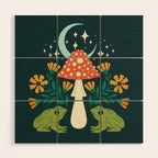 Moonlight Flower Frogs and Mushroom Wood Wall Art Gallery Image 1