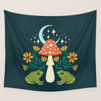 Moonlight Flower Frogs and Mushroom Wall Tapestry Gallery Image 4