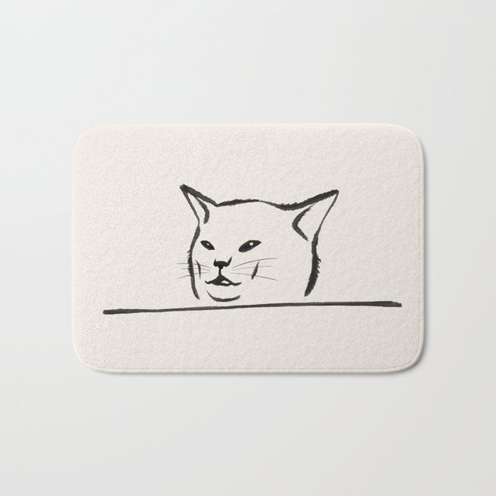 Confused cat meme drawing Bath Mat Gallery Image 1