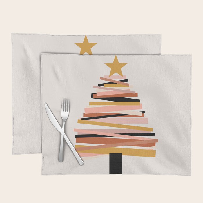 Ribbon Christmas Tree - neutrals Placemat Gallery Image 1