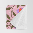 Delicate Magnolia Floral Pattern on Pink Throw Blanket Gallery Image 3