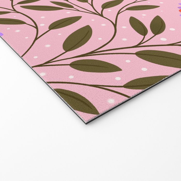 Delicate Magnolia Floral Pattern on Pink Welcome Mat Gallery Image 2