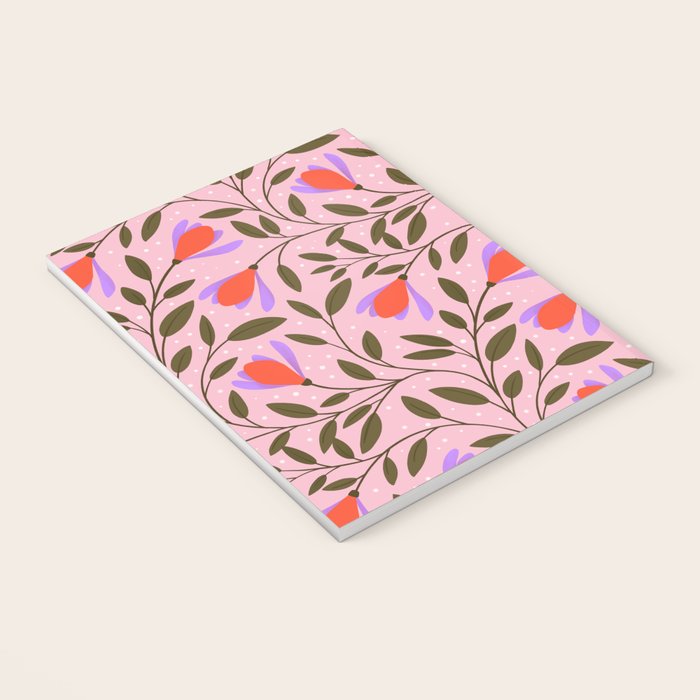 Delicate Magnolia Floral Pattern on Pink Notebook Gallery Image 3
