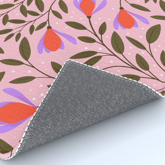 Delicate Magnolia Floral Pattern on Pink Rug Gallery Image 4