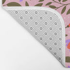 Delicate Magnolia Floral Pattern on Pink Bath Mat Gallery Image 2
