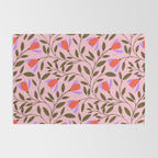 Delicate Magnolia Floral Pattern on Pink Rug Gallery Image 2