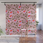 Delicate Magnolia Floral Pattern on Pink Wall Mural Gallery Image 1