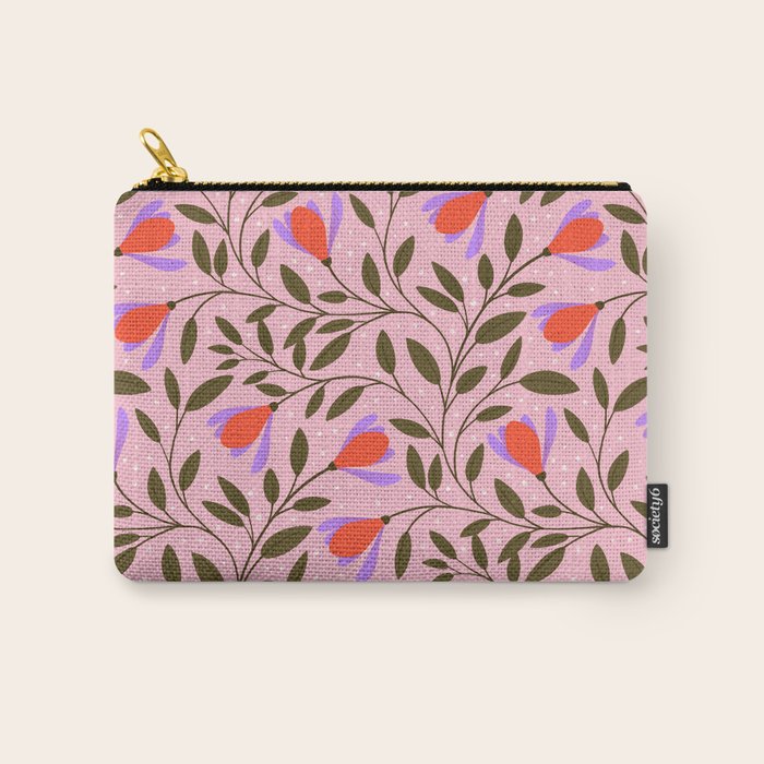 Delicate Magnolia Floral Pattern on Pink Carry All Pouch Gallery Image 1