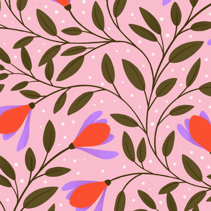 Delicate Magnolia Floral Pattern on Pink Coffee Mug Gallery Image 2