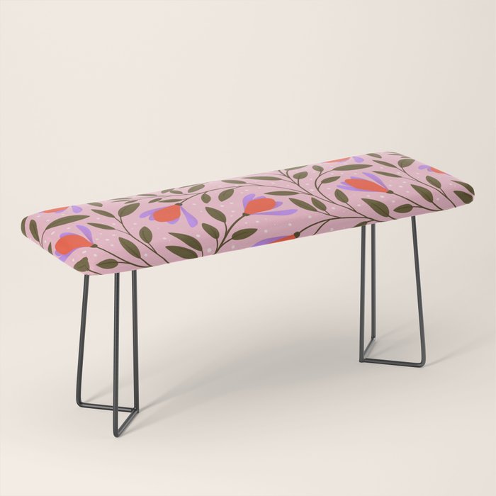 Delicate Magnolia Floral Pattern on Pink Bench Gallery Image 1