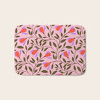 Delicate Magnolia Floral Pattern on Pink Bath Mat Gallery Image 1