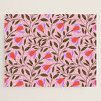Delicate Magnolia Floral Pattern on Pink Jigsaw Puzzle Gallery Image 1