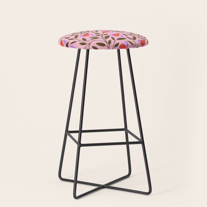 Delicate Magnolia Floral Pattern on Pink Stool Gallery Image 1