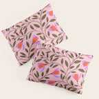 Delicate Magnolia Floral Pattern on Pink Pillow Sham Gallery Image 3