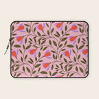 Delicate Magnolia Floral Pattern on Pink Laptop Sleeve Gallery Image 1