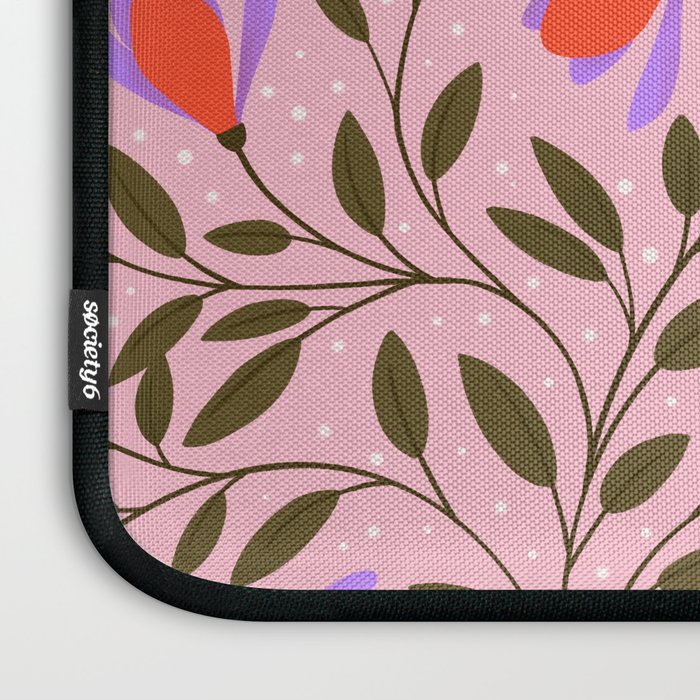 Delicate Magnolia Floral Pattern on Pink Laptop Sleeve Gallery Image 3