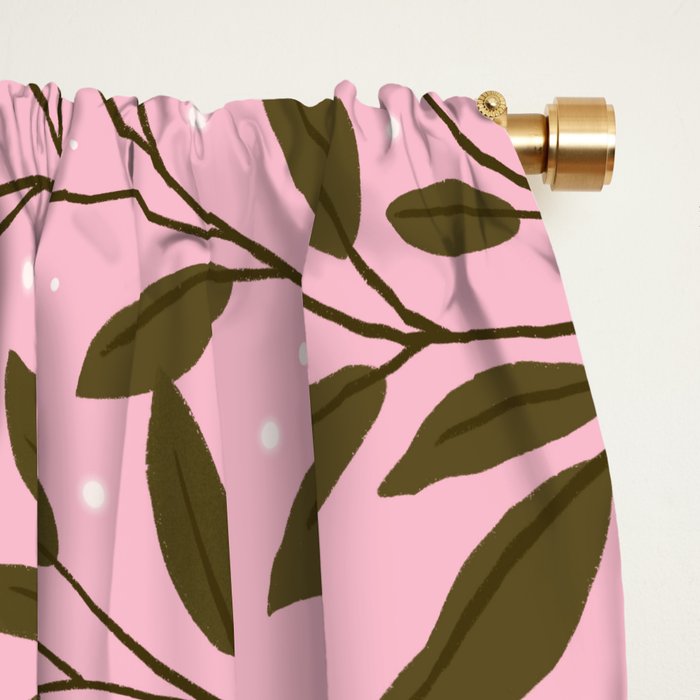 Delicate Magnolia Floral Pattern on Pink Window Curtain Gallery Image 2