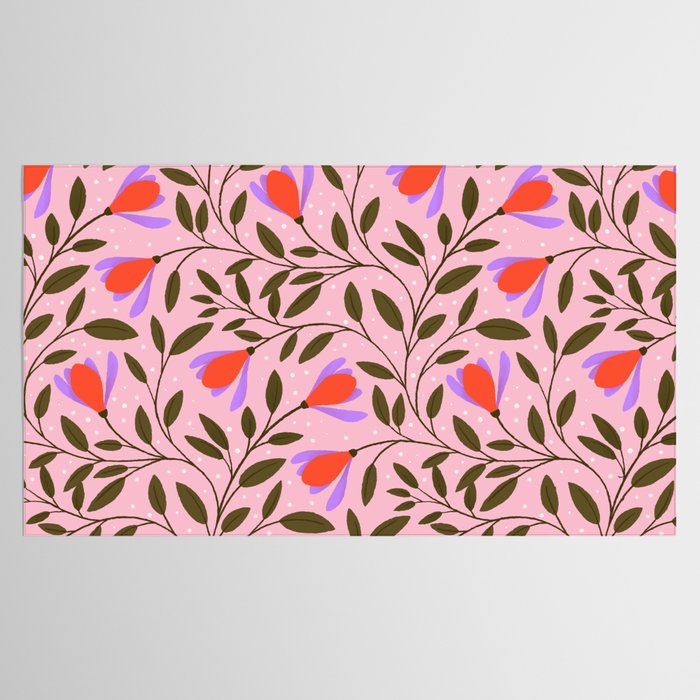 Delicate Magnolia Floral Pattern on Pink Tablecloth Gallery Image 2