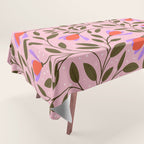 Delicate Magnolia Floral Pattern on Pink Tablecloth Gallery Image 1